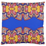 Yellow red shapes on a blue background                                                         Large Flano Cushion Case (Two Sides)