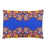 Yellow red shapes on a blue background                                                          Pillow Case