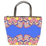 Yellow red shapes on a blue background                                                          Bucket Bag