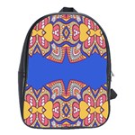 Yellow red shapes on a blue background                                                          School Bag (Large)