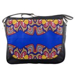 Yellow red shapes on a blue background                                                          Messenger Bag