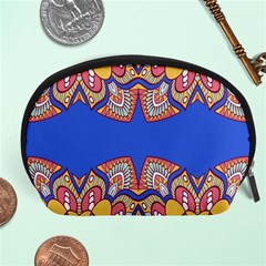 Yellow red shapes on a blue background                                                          Accessory Pouch from ArtsNow.com Front