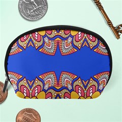 Yellow red shapes on a blue background                                                          Accessory Pouch from ArtsNow.com Back