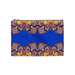 Yellow red shapes on a blue background                                                          Cosmetic Bag