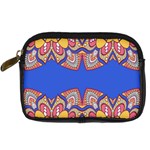 Yellow red shapes on a blue background                                                          Digital Camera Leather Case