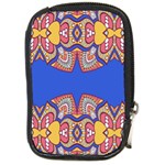 Yellow red shapes on a blue background                                                          Compact Camera Leather Case