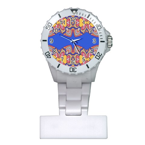 Yellow red shapes on a blue background                                                          Nurses Watch from ArtsNow.com Front