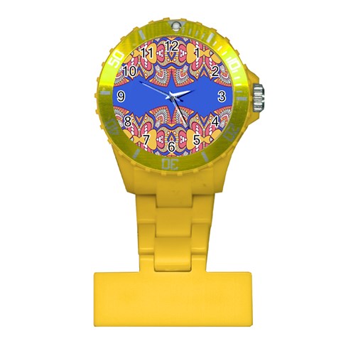 Yellow red shapes on a blue background                                                          Nurses Watch from ArtsNow.com Front