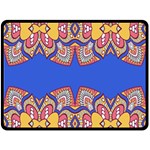 Yellow red shapes on a blue background                                                         Fleece Blanket