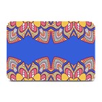 Yellow red shapes on a blue background                                                         Plate Mat