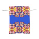 Yellow red shapes on a blue background                                                      Lightweight Drawstring Pouch (L)