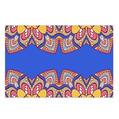 Yellow red shapes on a blue background                                                       Belt Pouch Bag (Large) from ArtsNow.com Loop