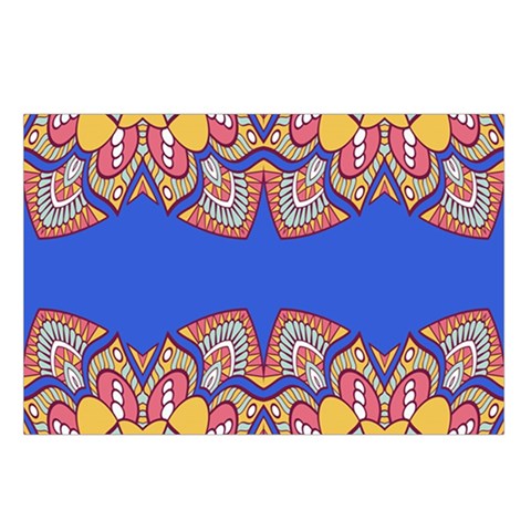 Yellow red shapes on a blue background                                                       Waist Pouch (Large) from ArtsNow.com Loop