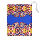 Yellow red shapes on a blue background                                                      Drawstring Pouch (5XL)