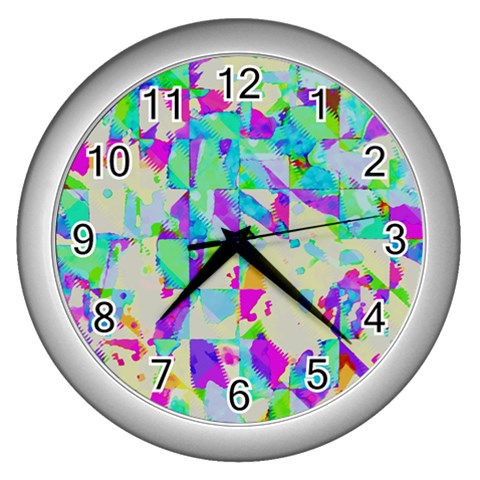 Watercolors spots                                                          Wall Clock (Silver) from ArtsNow.com Front