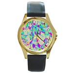 Watercolors spots                                                          Round Gold Metal Watch