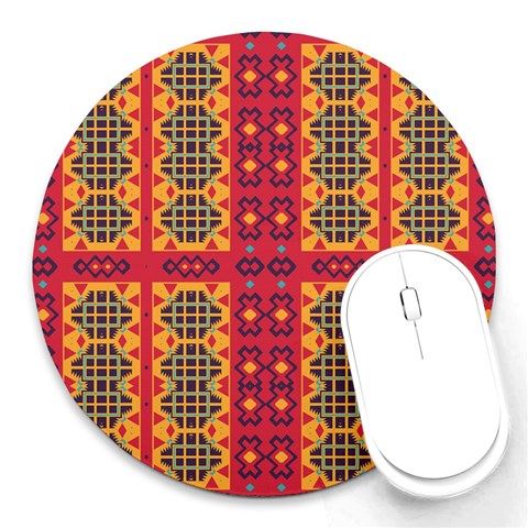 Shapes in retro colors2                                                           Round Mousepad from ArtsNow.com Front