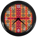 Shapes in retro colors2                                                           Wall Clock (Black)