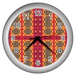 Shapes in retro colors2                                                           Wall Clock (Silver)