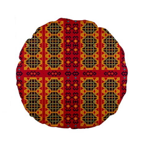 Shapes in retro colors2                                                          Standard 15  Premium Flano Round Cushion from ArtsNow.com Front