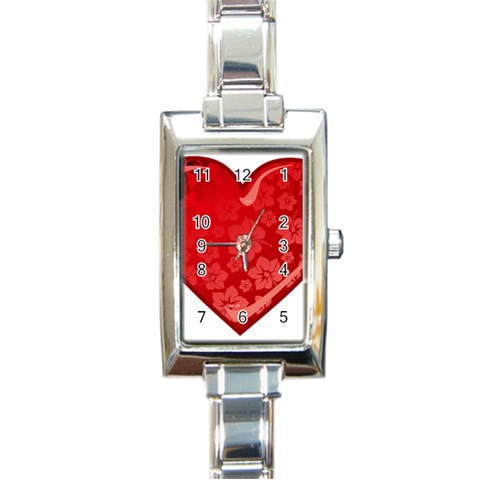 heart003_red Rectangular Italian Charm Watch from ArtsNow.com Front