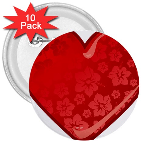 heart003_red 3  Button (10 pack) from ArtsNow.com Front