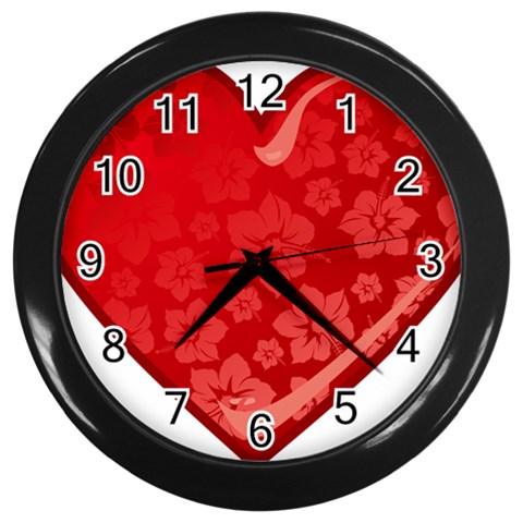 heart003_red Wall Clock (Black) from ArtsNow.com Front