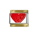 heart003_red Gold Trim Italian Charm (9mm)