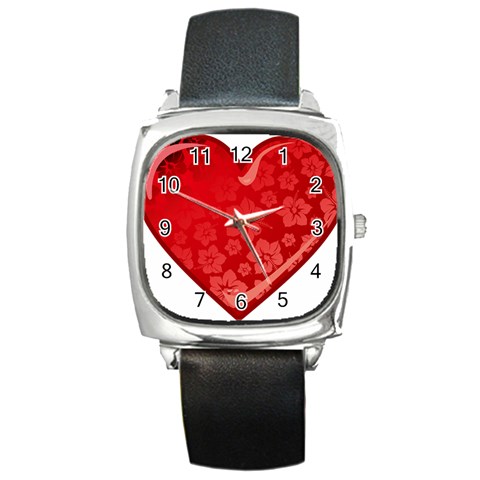 heart003_red Square Metal Watch from ArtsNow.com Front