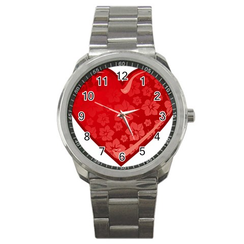 heart003_red Sport Metal Watch from ArtsNow.com Front