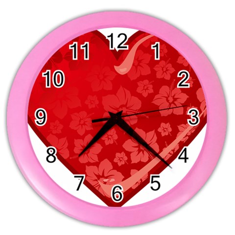 heart003_red Color Wall Clock from ArtsNow.com Front