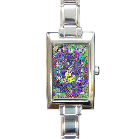 vibrant abstract floral/rainbow color Rectangle Italian Charm Watch from ArtsNow.com Front