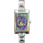 vibrant abstract floral/rainbow color Rectangle Italian Charm Watch