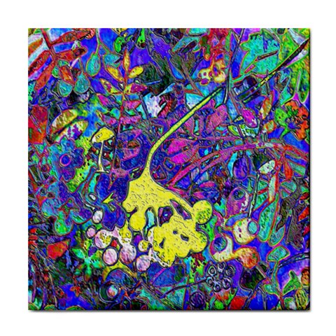 vibrant abstract floral/rainbow color Tile Coaster from ArtsNow.com Front