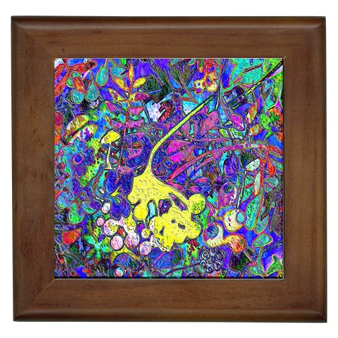 vibrant abstract floral/rainbow color Framed Tile from ArtsNow.com Front