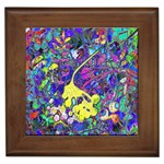 vibrant abstract floral/rainbow color Framed Tile