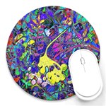 vibrant abstract floral/rainbow color Round Mousepads