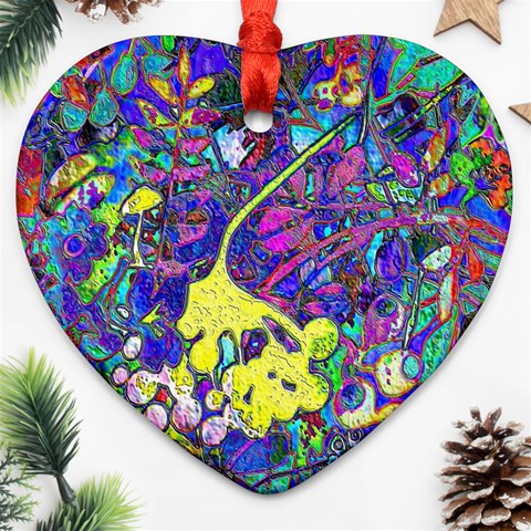 vibrant abstract floral/rainbow color Ornament (Heart) from ArtsNow.com Front