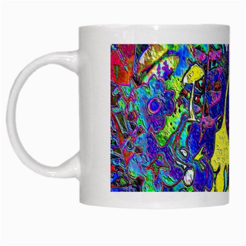 vibrant abstract floral/rainbow color White Mugs from ArtsNow.com Left