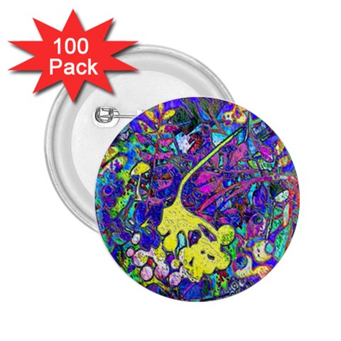 vibrant abstract floral/rainbow color 2.25  Buttons (100 pack)  from ArtsNow.com Front