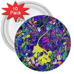 vibrant abstract floral/rainbow color 3  Buttons (10 pack) 