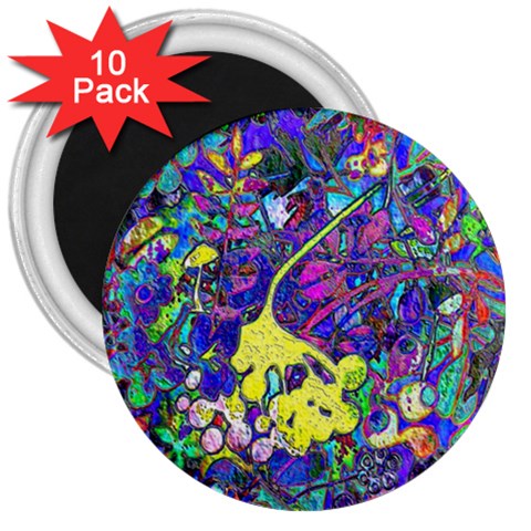 vibrant abstract floral/rainbow color 3  Magnets (10 pack)  from ArtsNow.com Front