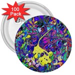 vibrant abstract floral/rainbow color 3  Buttons (100 pack) 