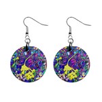 vibrant abstract floral/rainbow color Mini Button Earrings