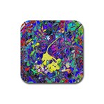 vibrant abstract floral/rainbow color Rubber Coaster (Square) 