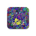 vibrant abstract floral/rainbow color Rubber Square Coaster (4 pack) 