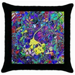 vibrant abstract floral/rainbow color Throw Pillow Case (Black)