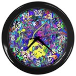 vibrant abstract floral/rainbow color Wall Clock (Black)