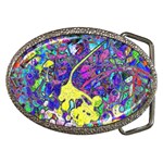 vibrant abstract floral/rainbow color Belt Buckles