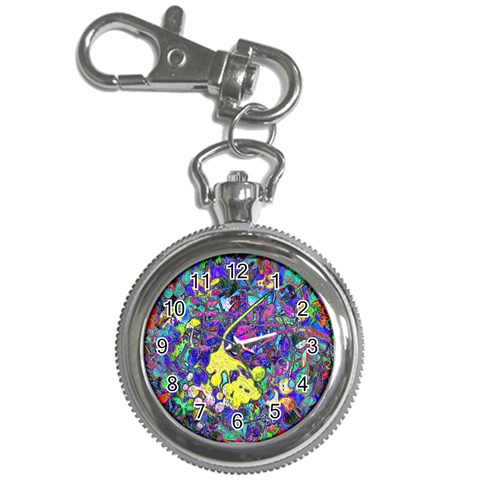 vibrant abstract floral/rainbow color Key Chain Watches from ArtsNow.com Front